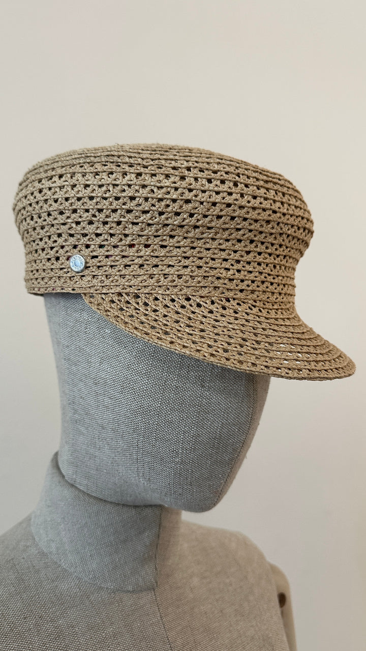 HERMÈS Galatee Raffia Cap Beige