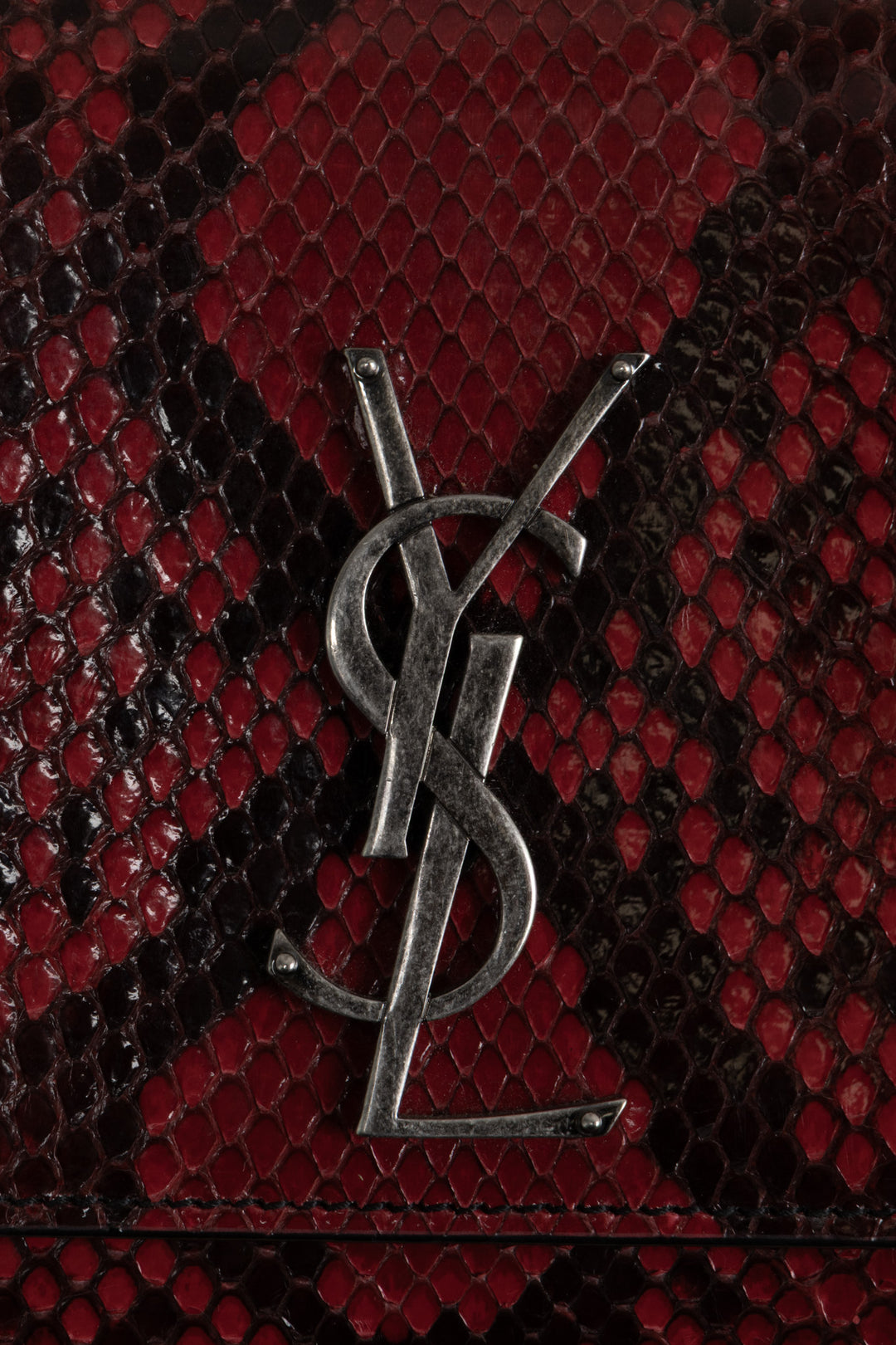 YSL Small New Kate Shoulder Bag Snake Embossed Red