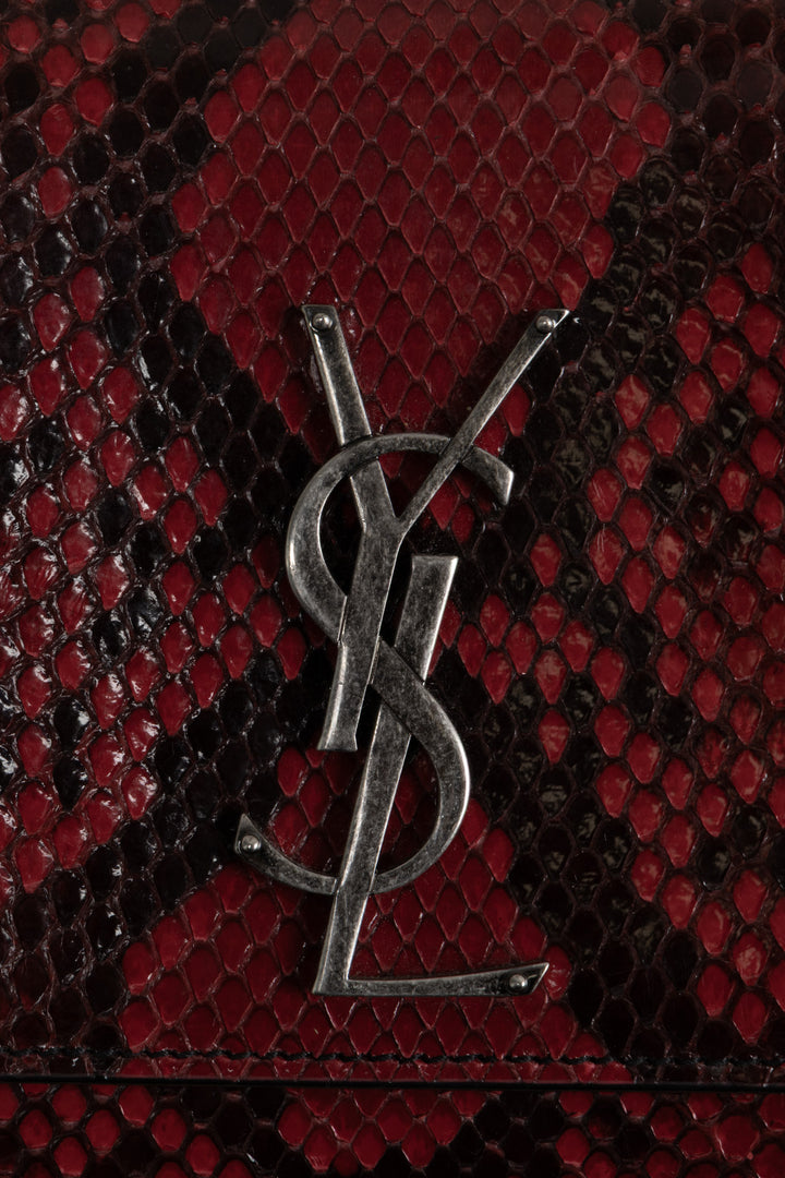 YSL Small New Kate Shoulder Bag Snake Embossed Red