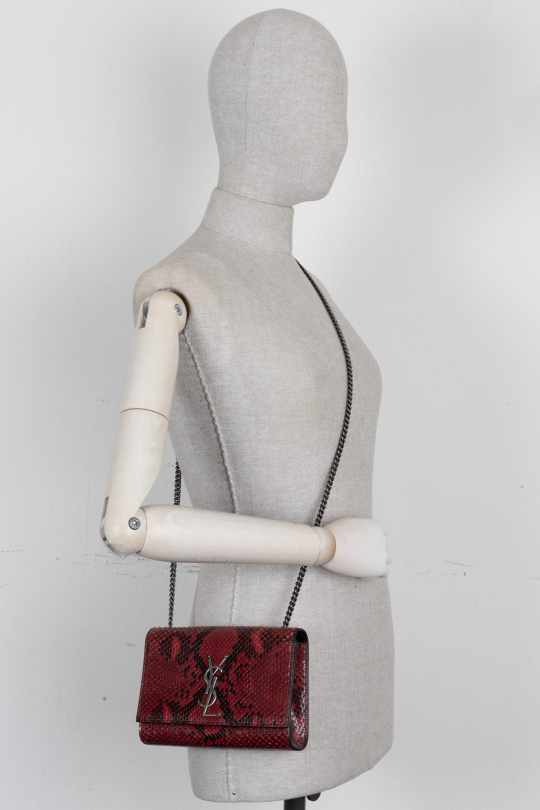 YSL Small New Kate Shoulder Bag Snake Embossed Red