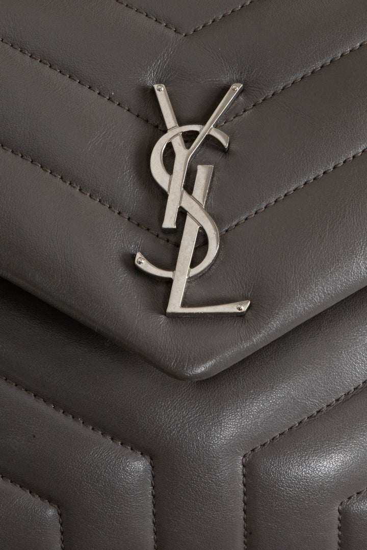 SAINT LAURENT Small Loulou Bag in Grey Leather