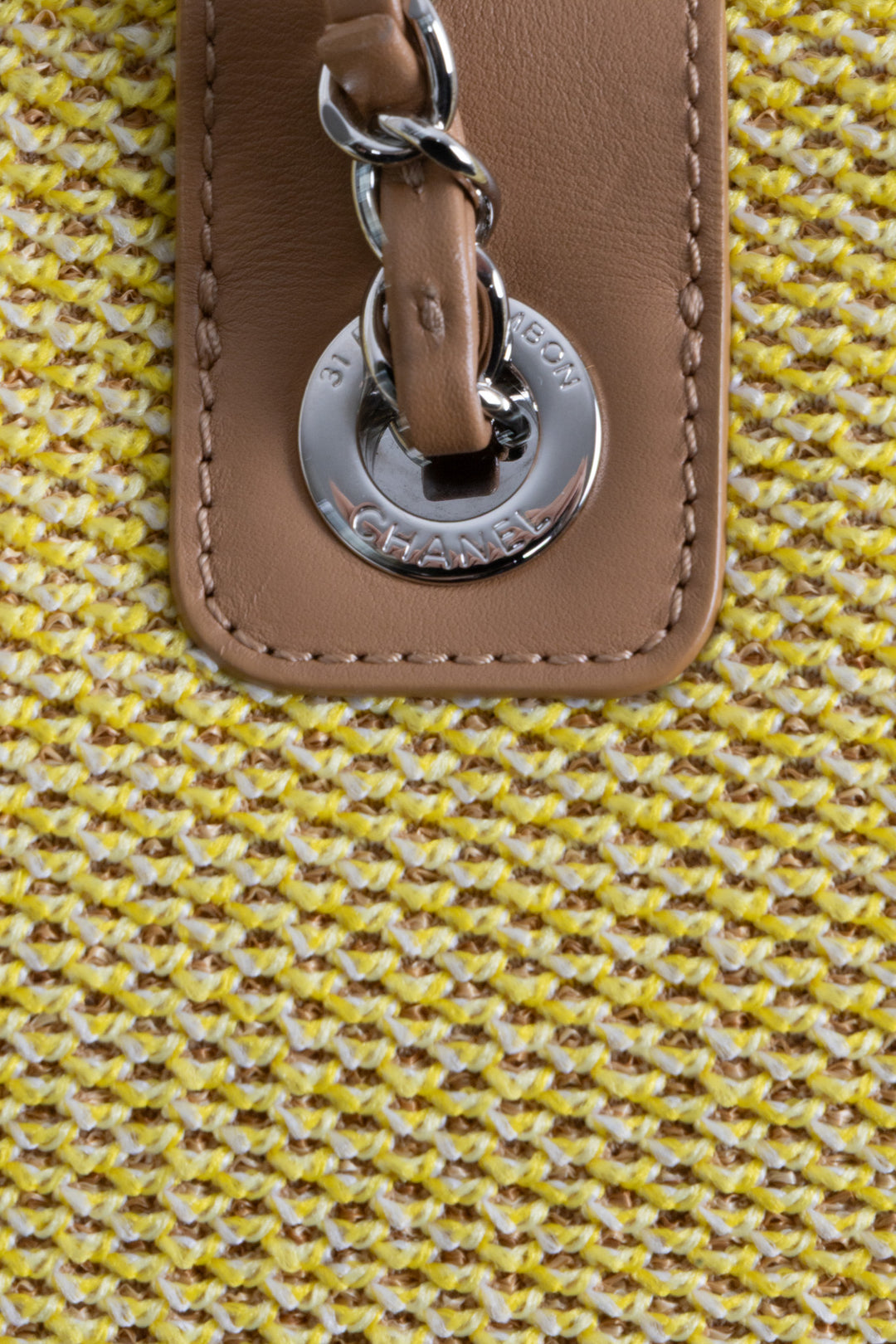 CHANEL Maxi Deauville Tote Bag Raffia Yellow