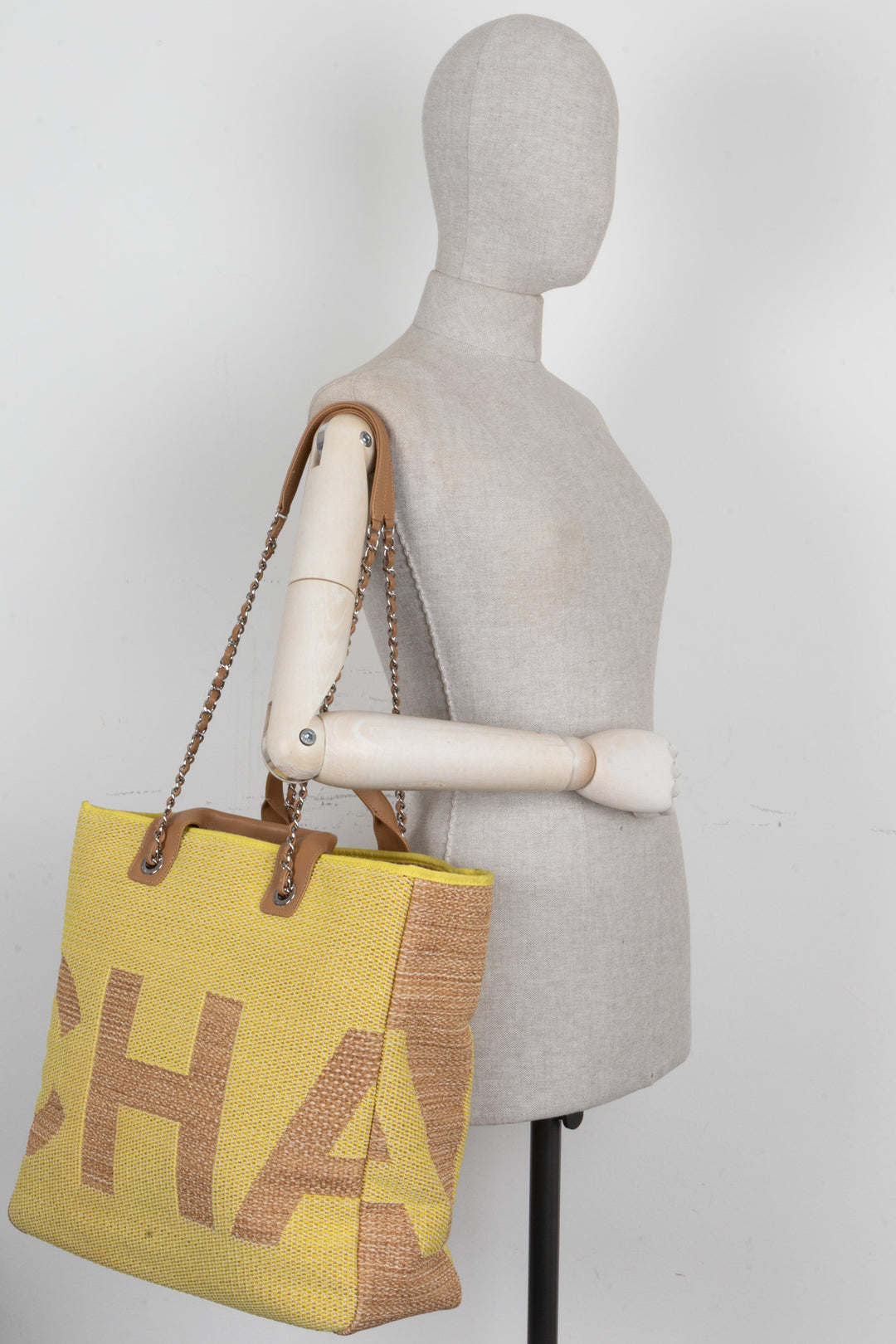 CHANEL Maxi Deauville Tote Bag Raffia Yellow
