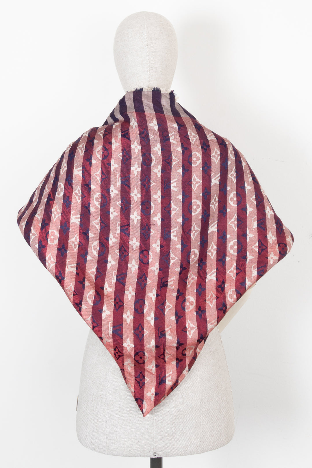 LOUIS VUITTON Fringed Striped MNG Scarf Purple