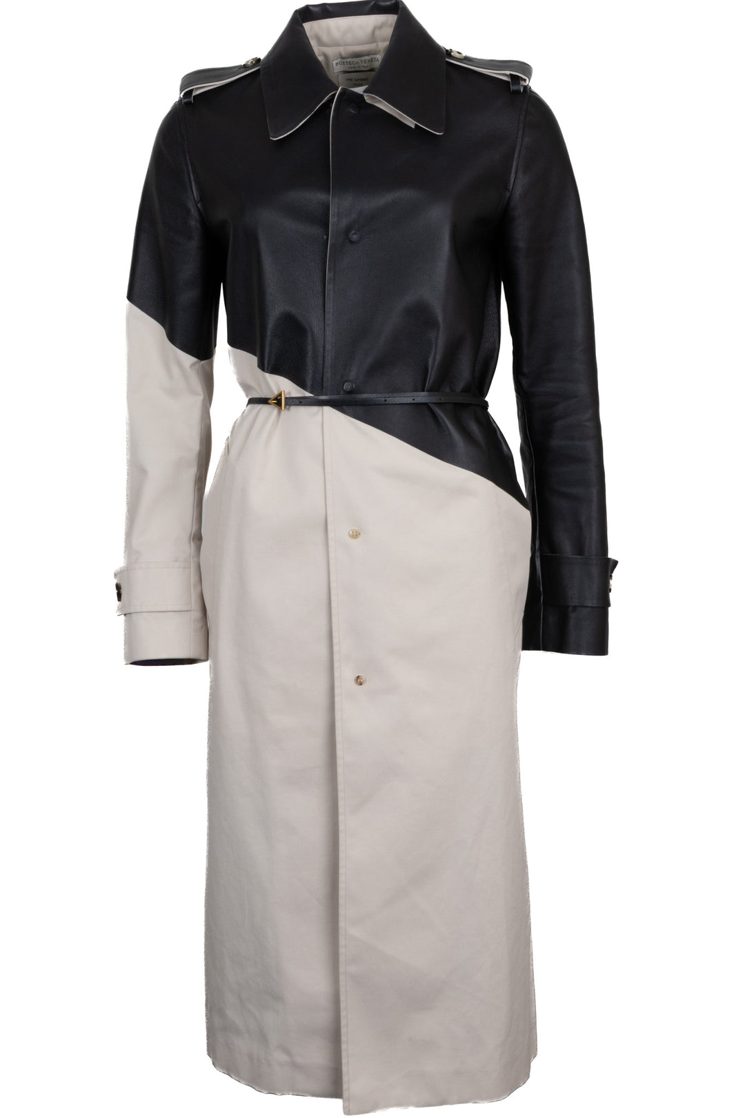 BOTTEGA VENETA 2020 Triangle Belted Trench Coat Leather Black