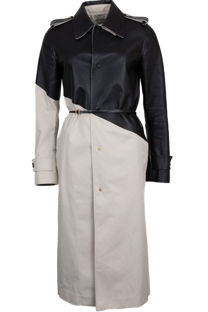 BOTTEGA VENETA 2020 Triangle Belted Trench Coat Leather Black