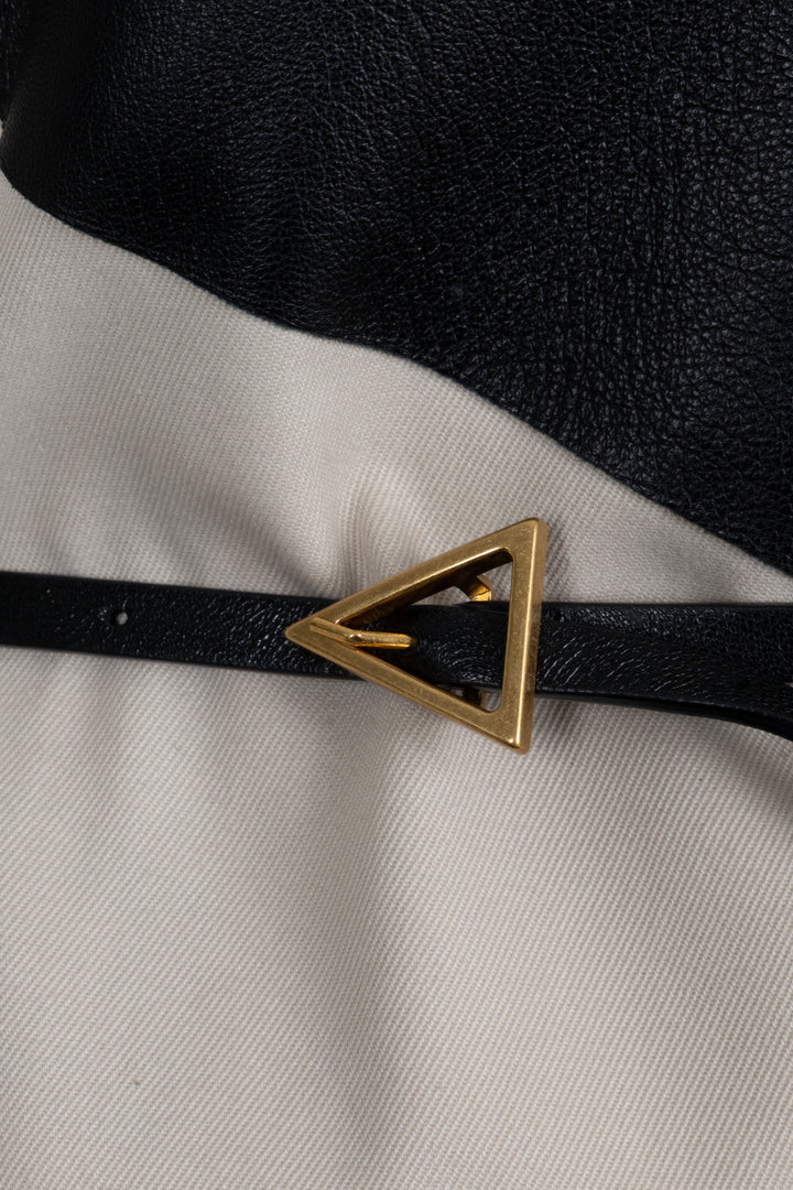 BOTTEGA VENETA 2020 Triangle Belted Trench Coat Leather Black