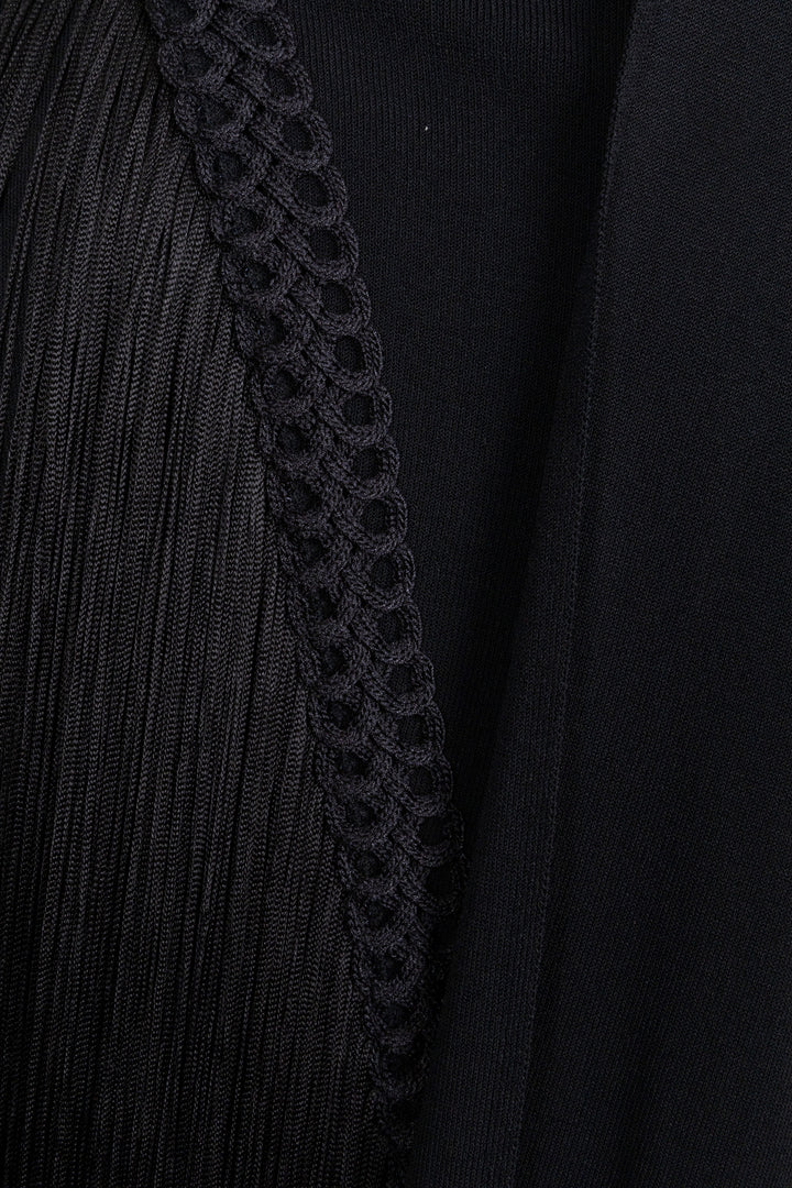 ELIE SAAB Fringed Shawl Long Sleeve Dress Black