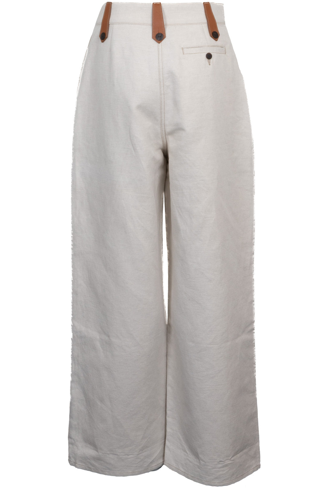 LOEWE Leather Detail Wide Leg Jeans Canvas Off-White