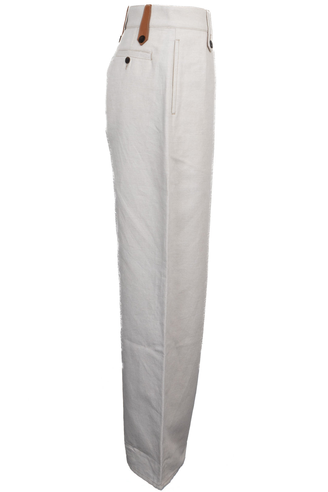 LOEWE Leather Detail Wide Leg Jeans Canvas Off-White