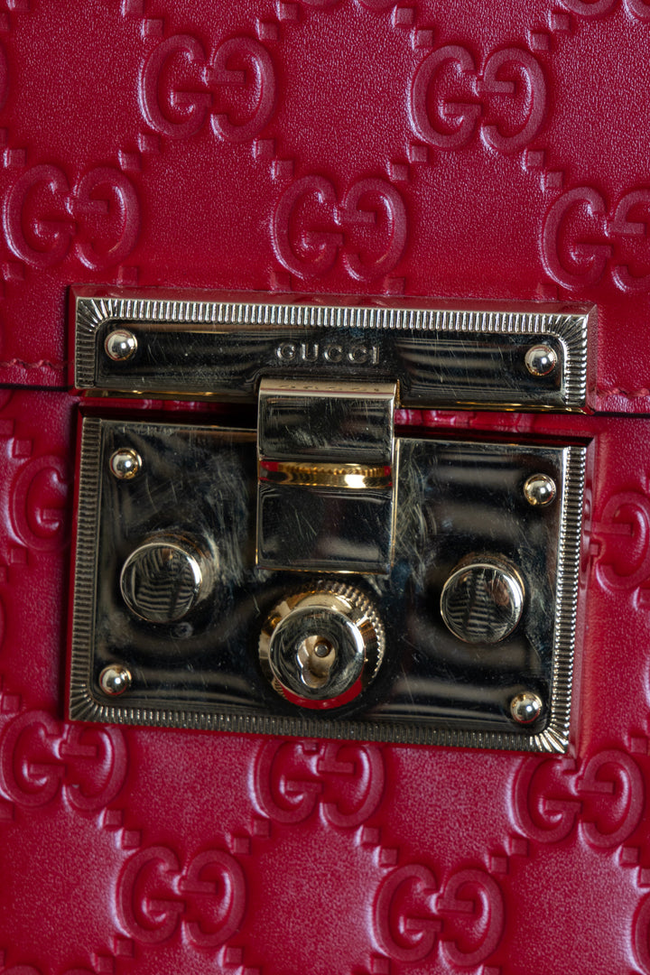 GUCCI Padlock GG Supreme Bag Leather Red