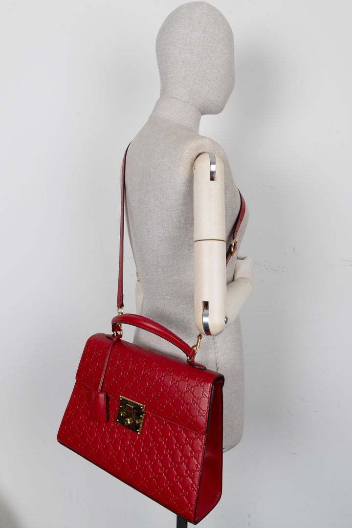 GUCCI Padlock GG Supreme Bag Leather Red