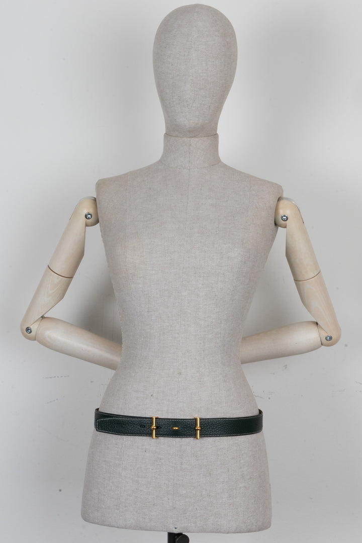 HERMÈS Mors Reversible Belt Leather Green Burgundy