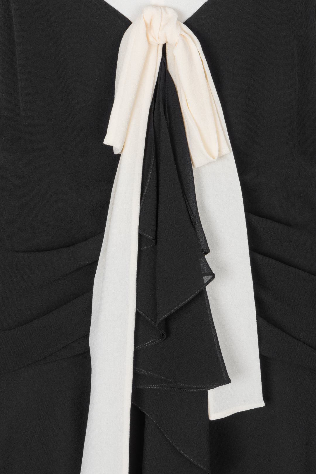 CELINE Pussy Bow Silk Dress Black Ivory REAWAKE CELINE Pussy Bow Silk Dress Black Ivory REAWAKE