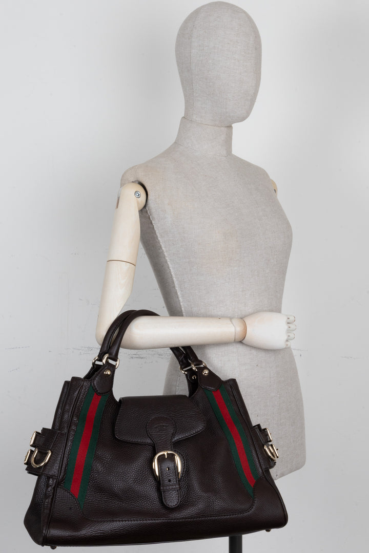 GUCCI Heritage Web Shoulder Bag Brown