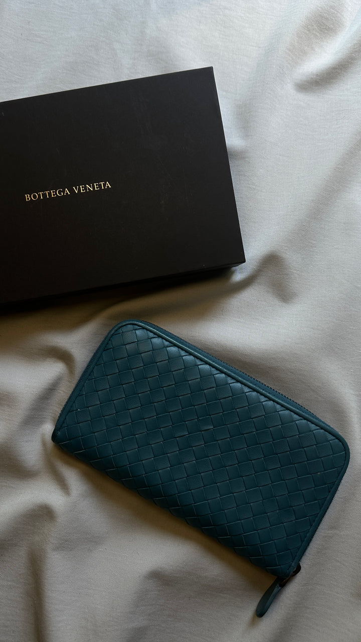 BOTTEGA VENETA Intrecciato Long Wallet Petrol