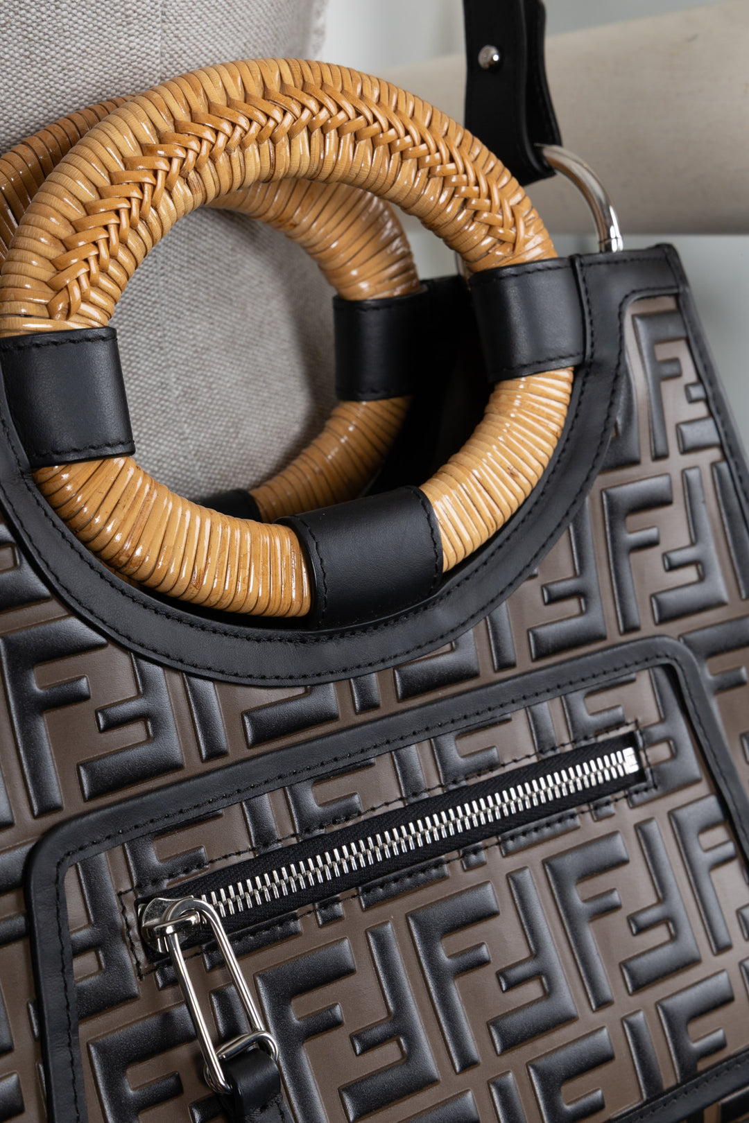 FENDI Runaway Tote Small Zucca Brown