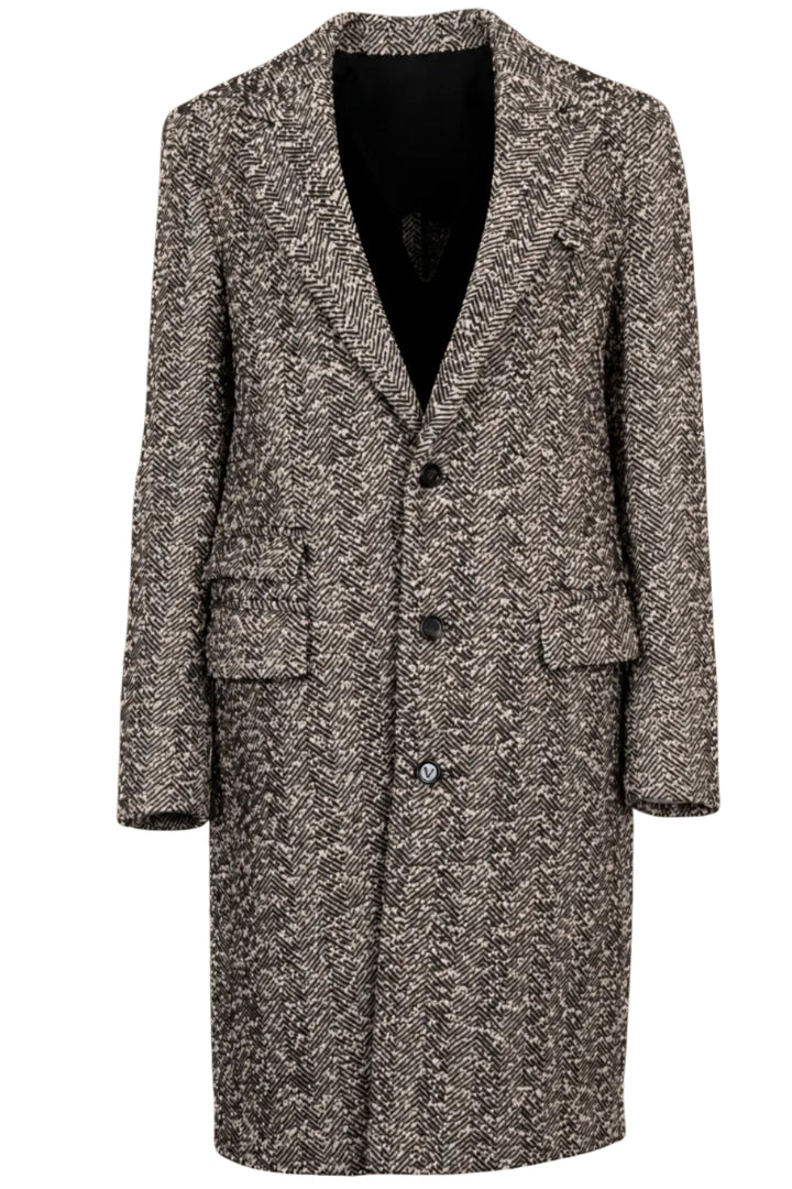 Manteau en bouclé à motif chevrons BOTTEGA VENETA en laine marron