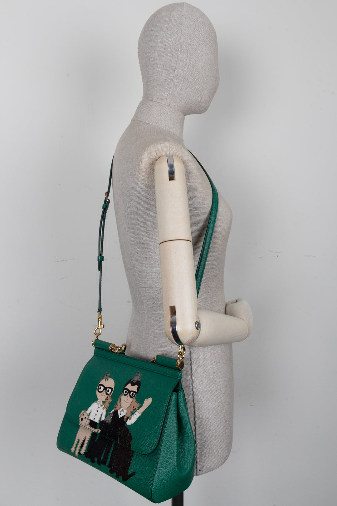 DOLCE&GABBANA Medium Family Patch Sicily Bag Saffiano Green