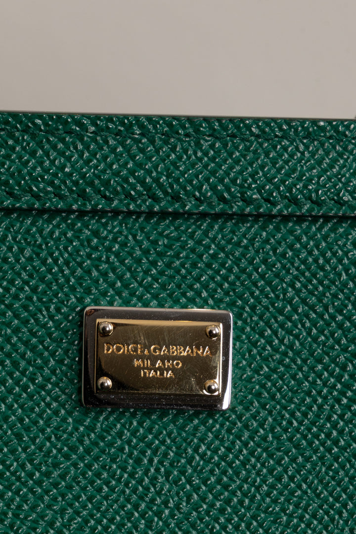 DOLCE&GABBANA Medium Family Patch Sicily Bag Saffiano Green