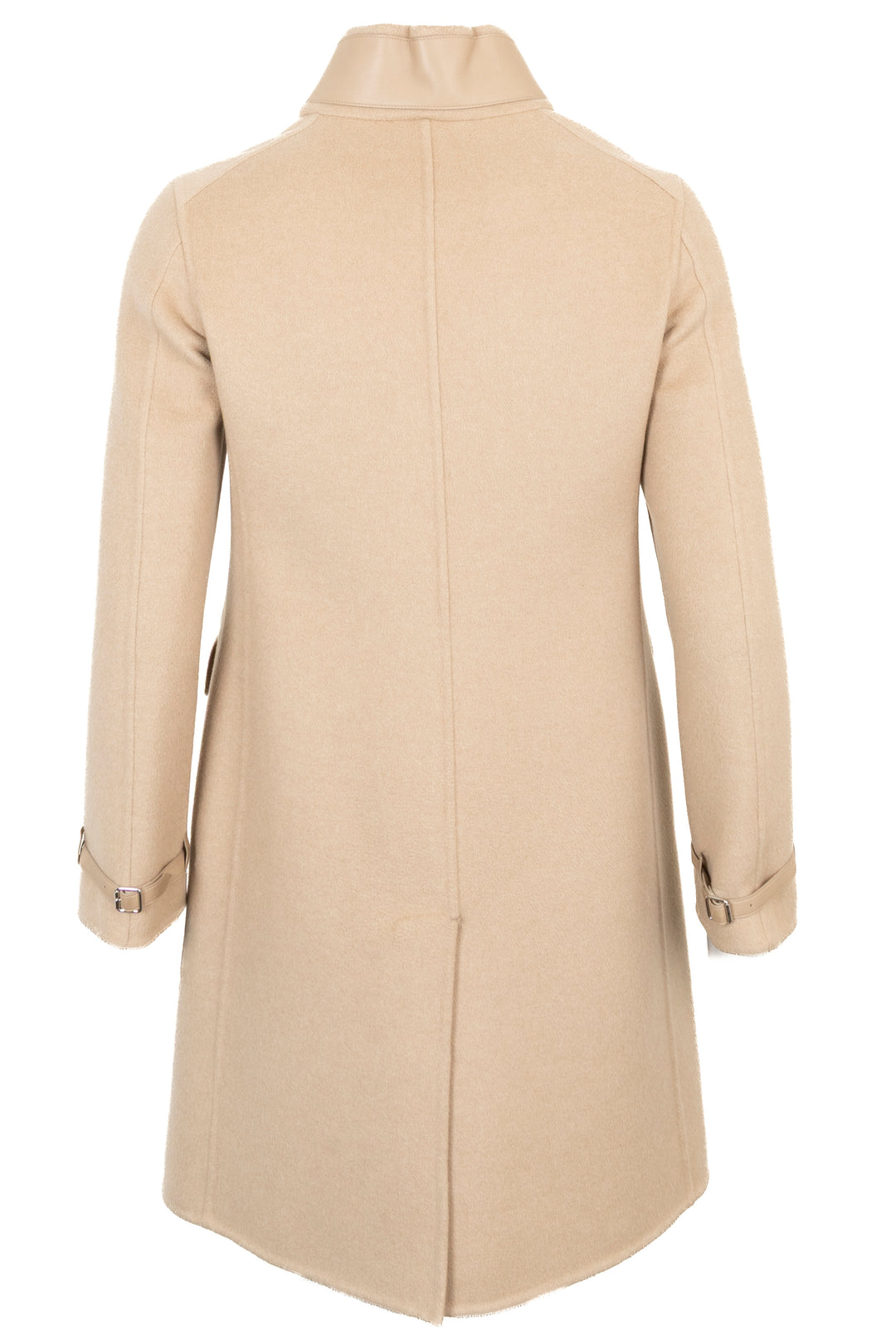 LORO PIANA Leather Mink Zip Coat Beige