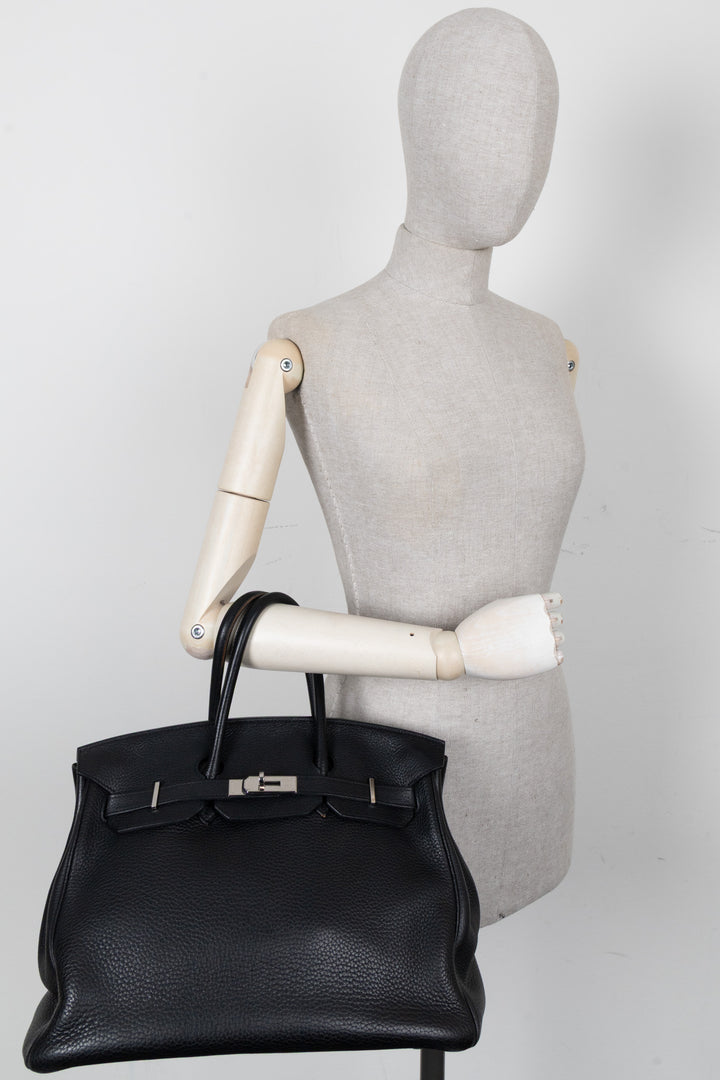 HERMÈS Birkin 35 Retourne Clemence Noir Palladium