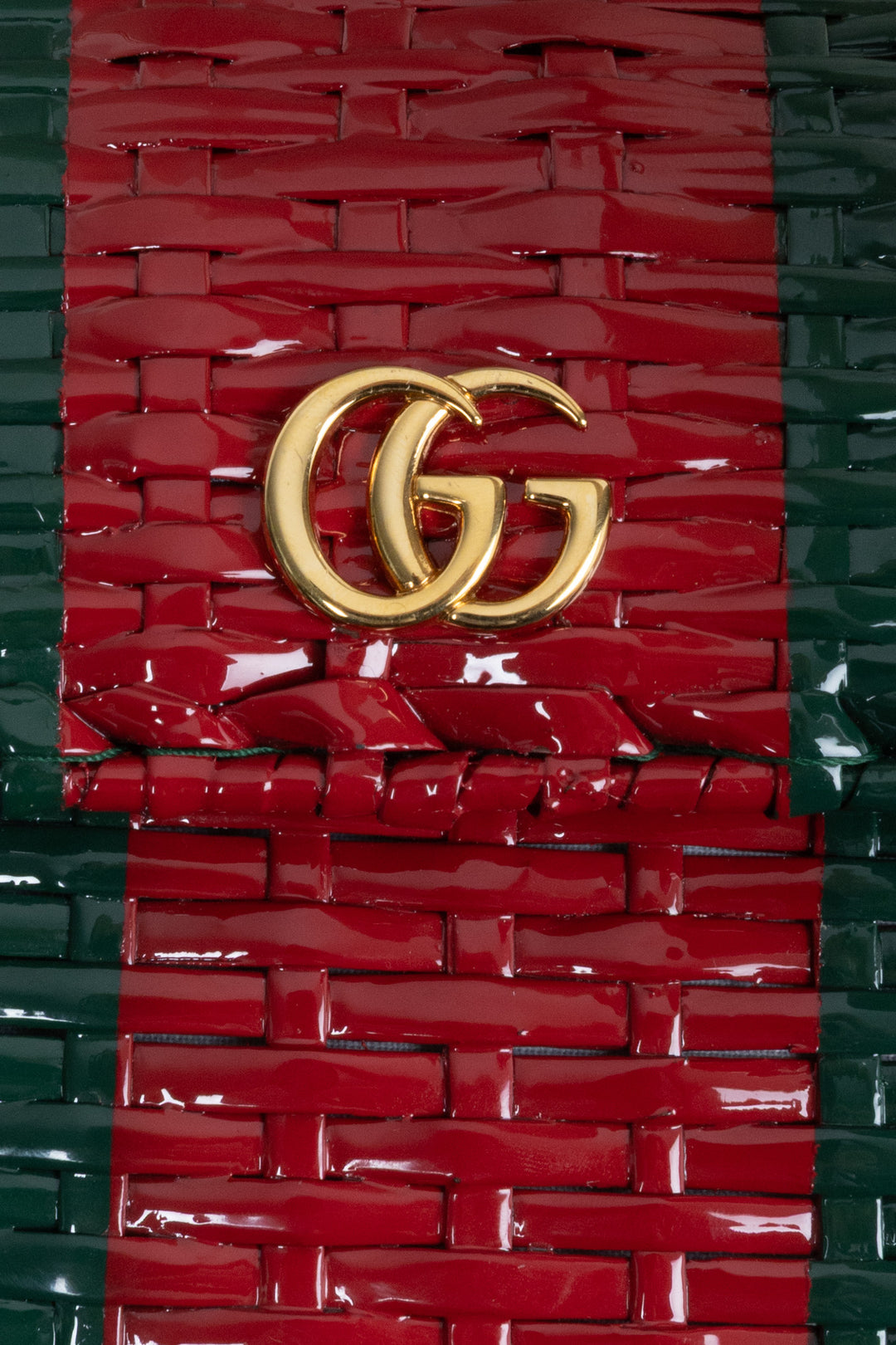 GUCCI Linea Cestino Bag Small Wicker Red Green