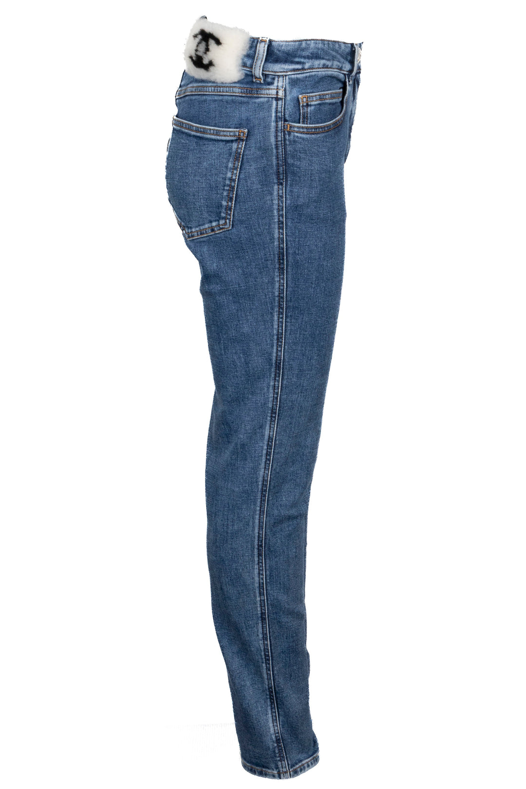 CHANEL 2023 Shearling CC Denim Pants Denim Denim Blue