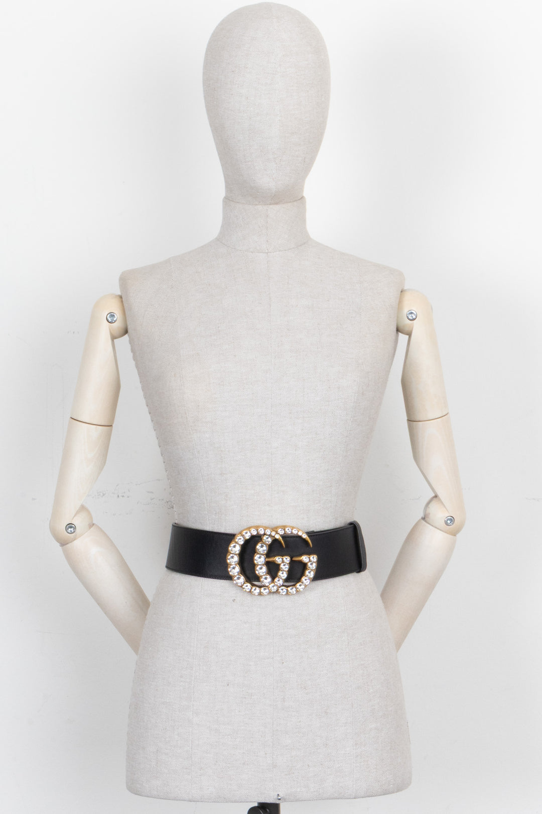 GUCCI Big Marmont GG Belt Crystal Black