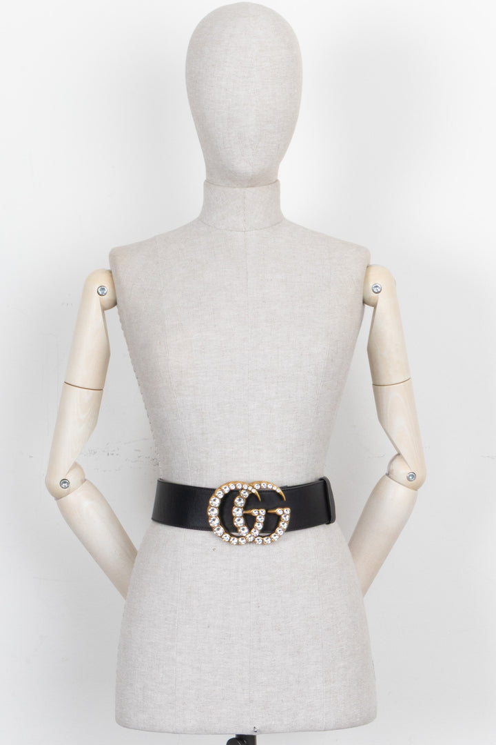 GUCCI Big Marmont GG Belt Crystal Black