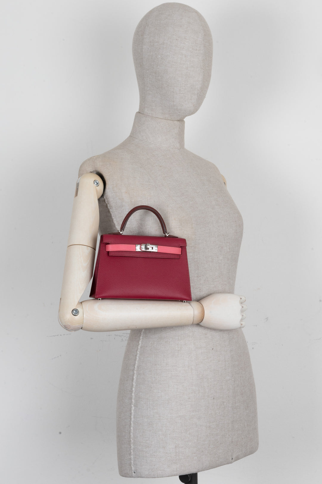 HERMÈS Mini Kelly Epsom Tricolore Rubis Rose Azalee Rouge H