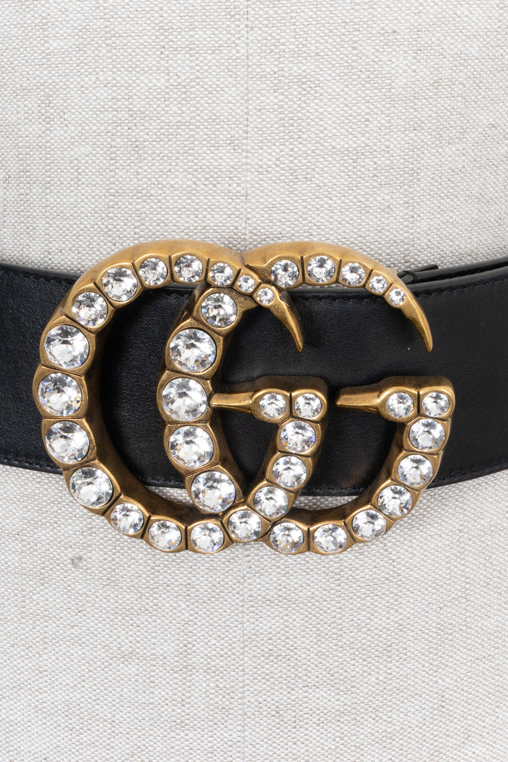 GUCCI Big Marmont GG Belt Crystal Black