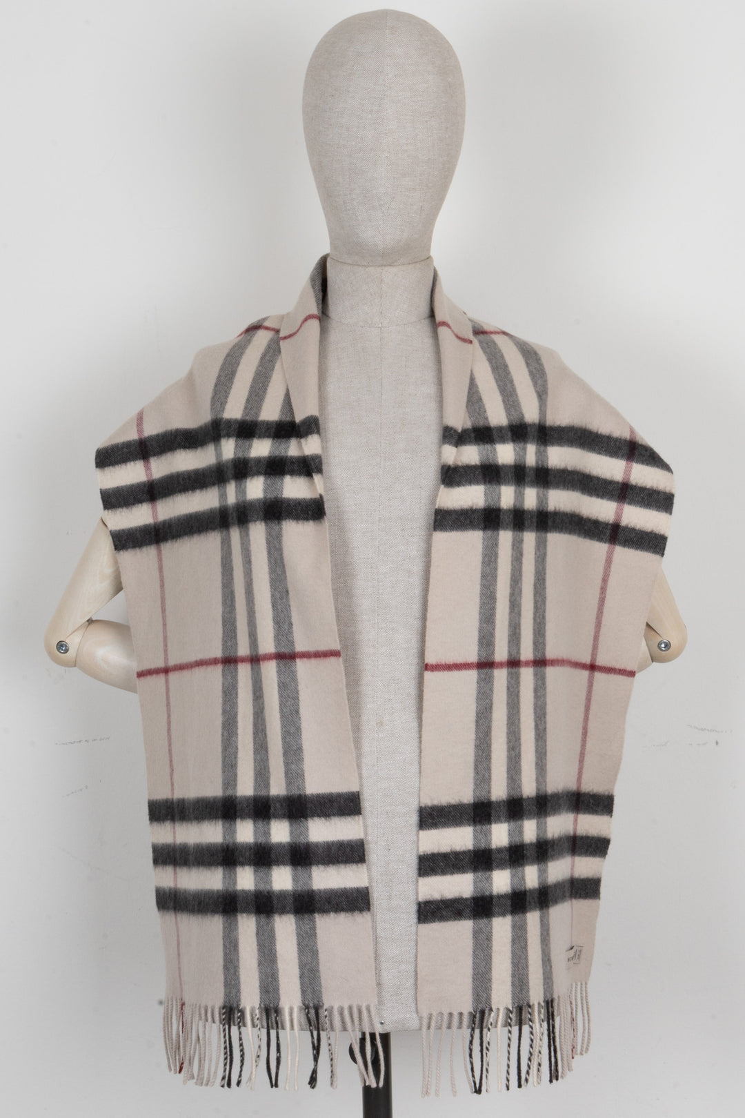 BURBERRY Check Print Scarf Cashmere Sand