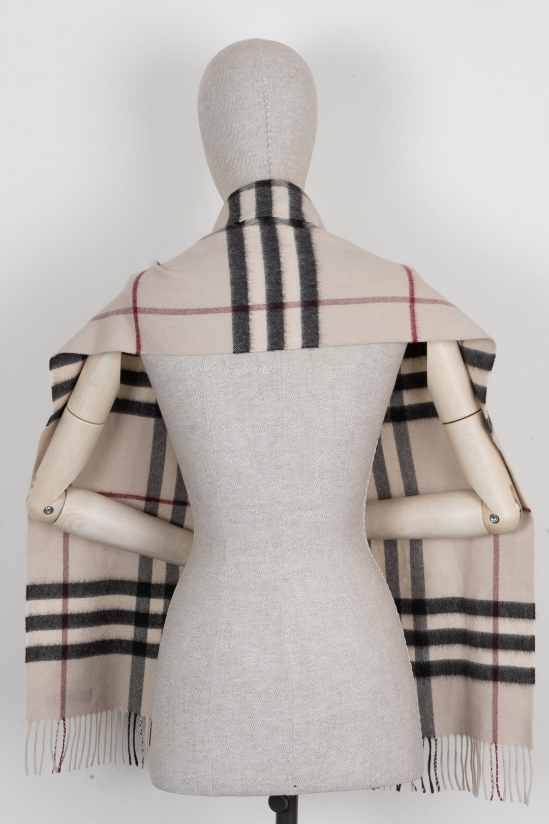 BURBERRY Check Print Scarf Cashmere Sand