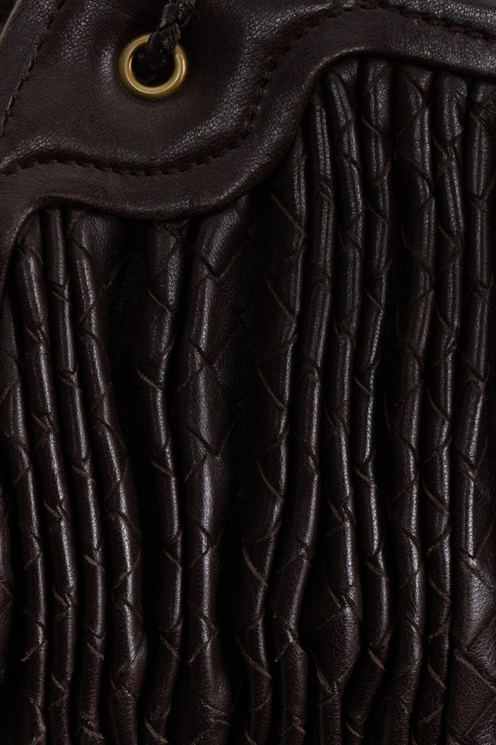 BOTTEGA VENETA Sac à bandoulière froncé Intrecciato Marron