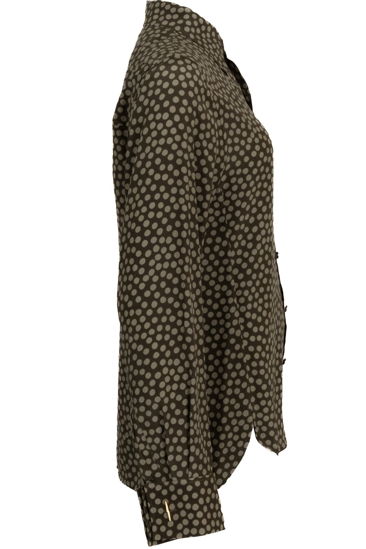 SAINT LAURENT Polka Dot Silk Shirt Green