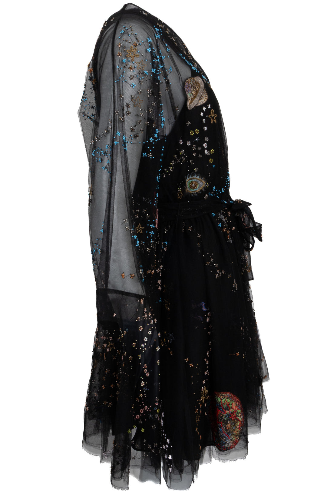 Robe VALENTINO en coton noir à perles