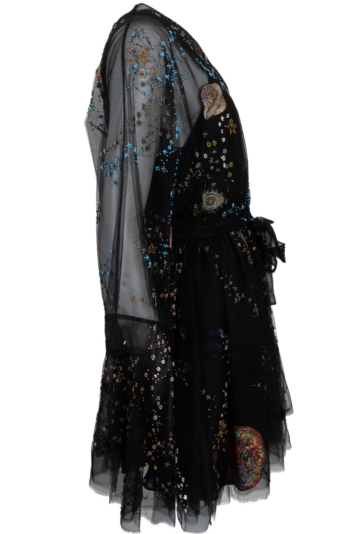 Robe VALENTINO en coton noir à perles