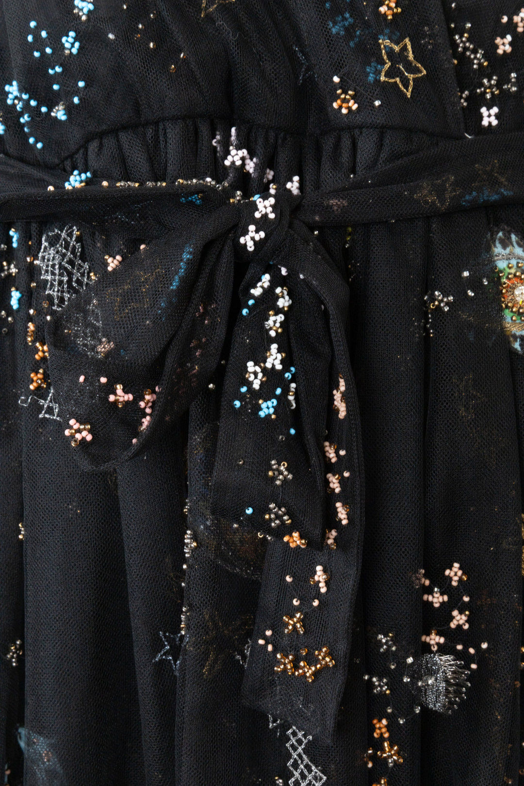 Robe VALENTINO en coton noir à perles