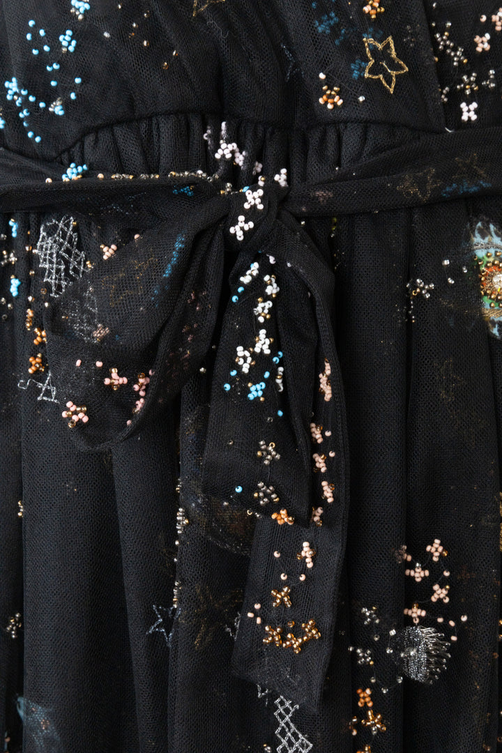 Robe VALENTINO en coton noir à perles
