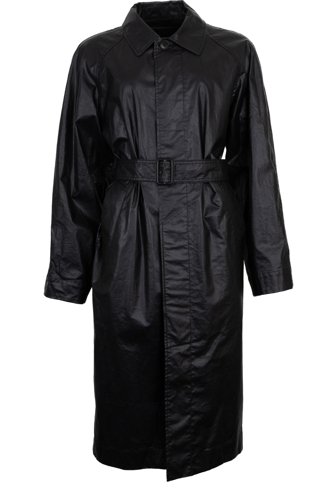 Manteau ceinturé en coton ciré LEMAIRE noir