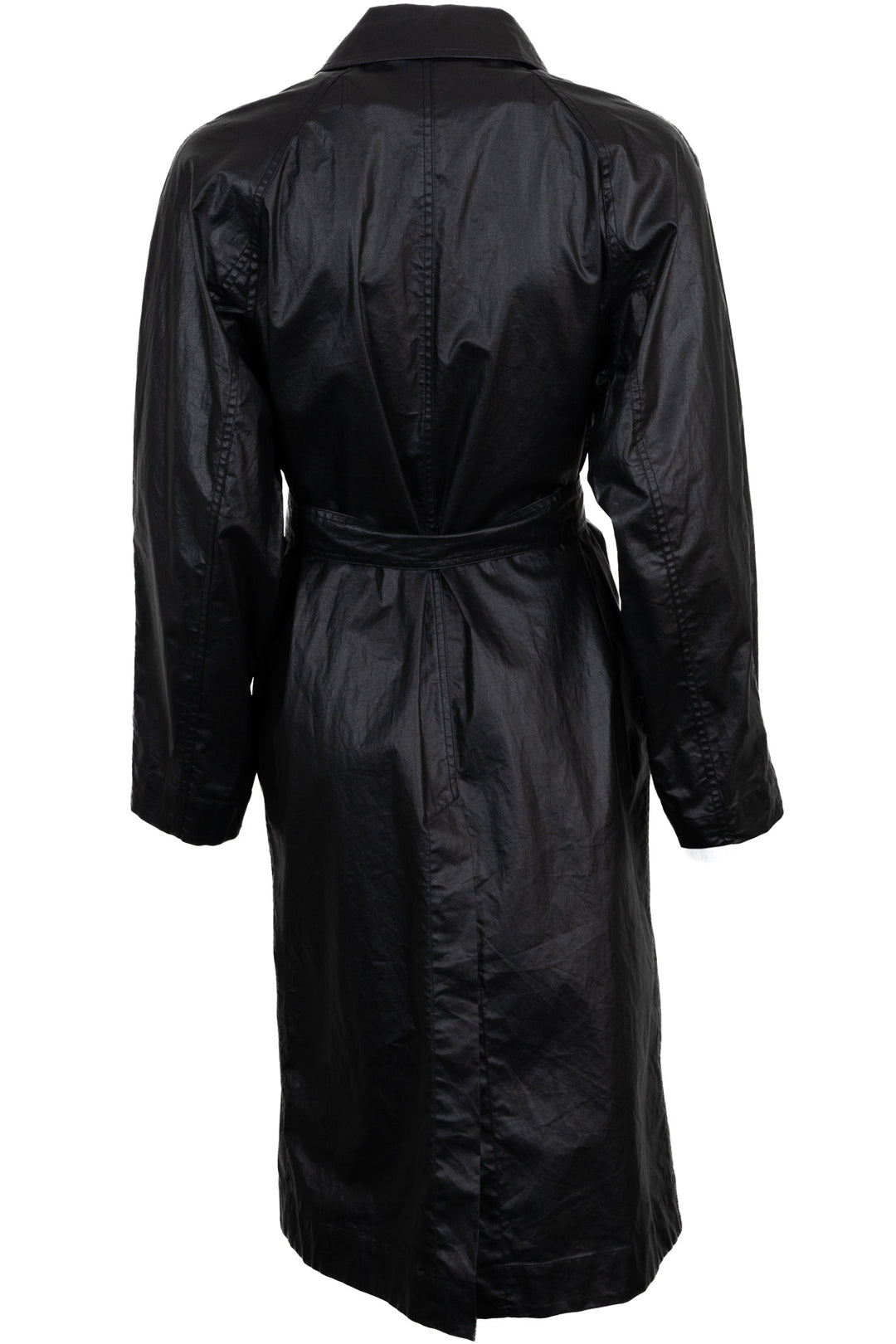 Manteau ceinturé en coton ciré LEMAIRE noir