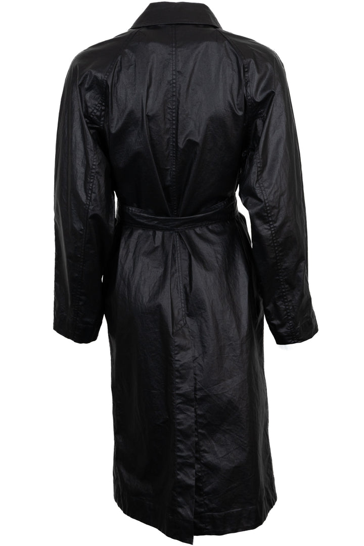 Manteau ceinturé en coton ciré LEMAIRE noir