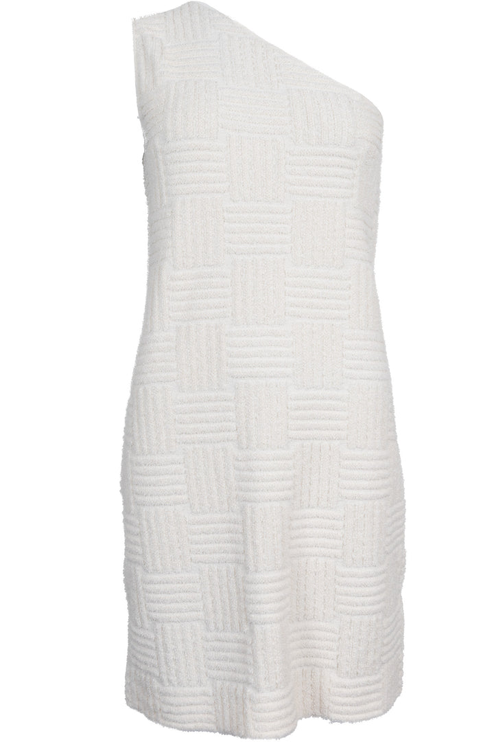 BOTTEGA VENETA Robe asymétrique en tissu éponge blanc cassé