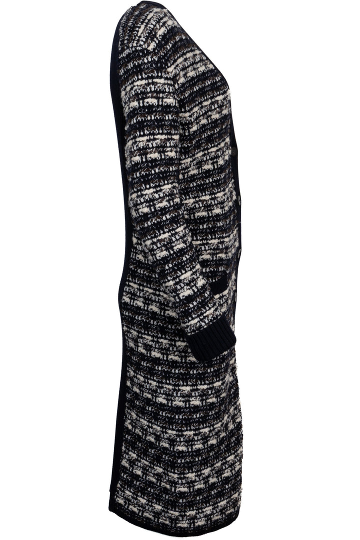 CHLOÉ Maxi Cardigan Tweed Wool Navy