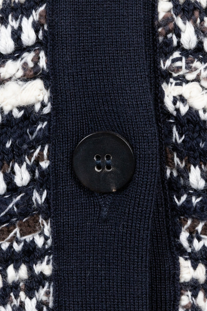 CHLOÉ Maxi Cardigan Tweed Wool Navy