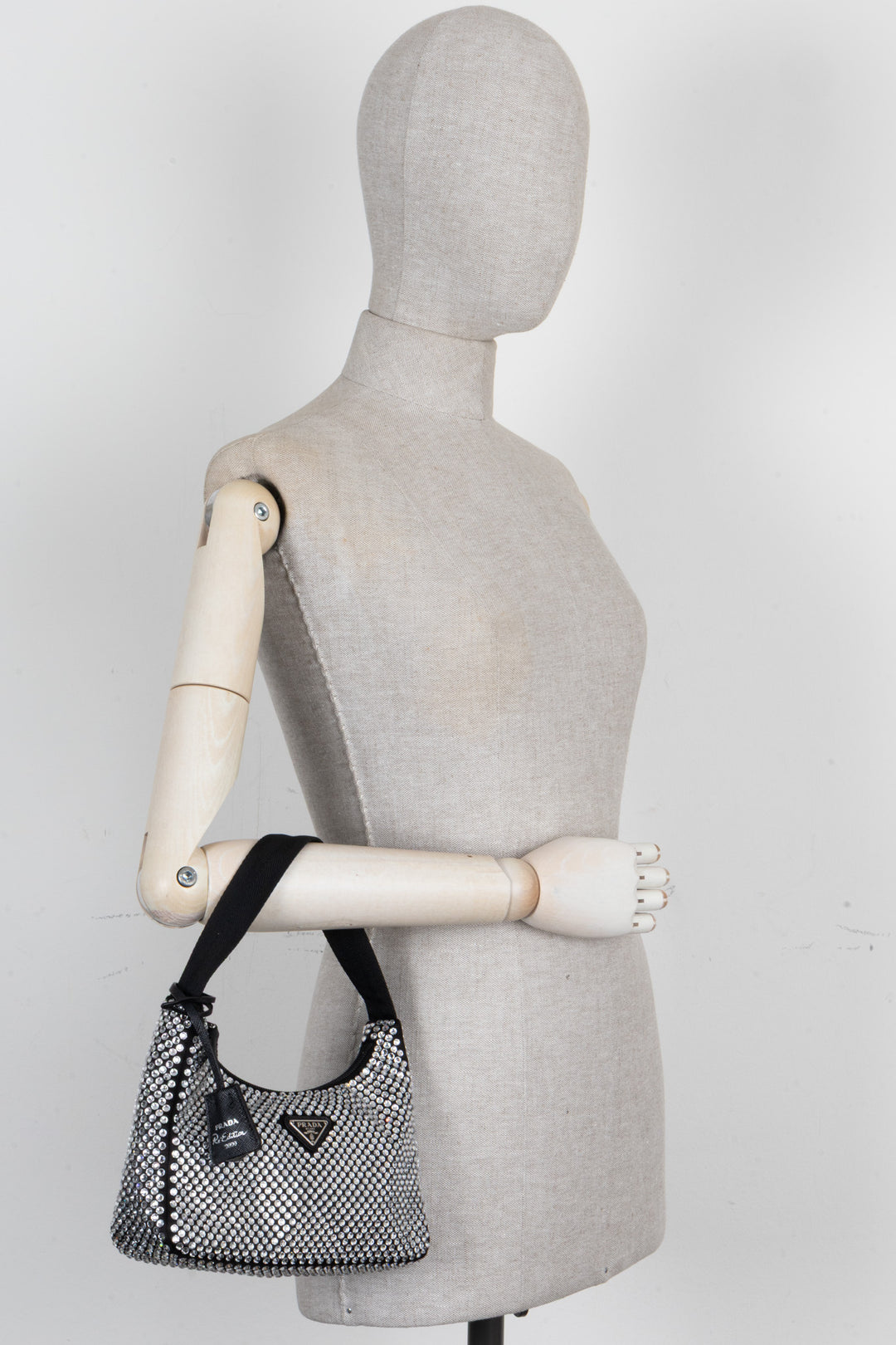 PRADA Small Re-Edition 2000 Shoulder Bag Crystals Black