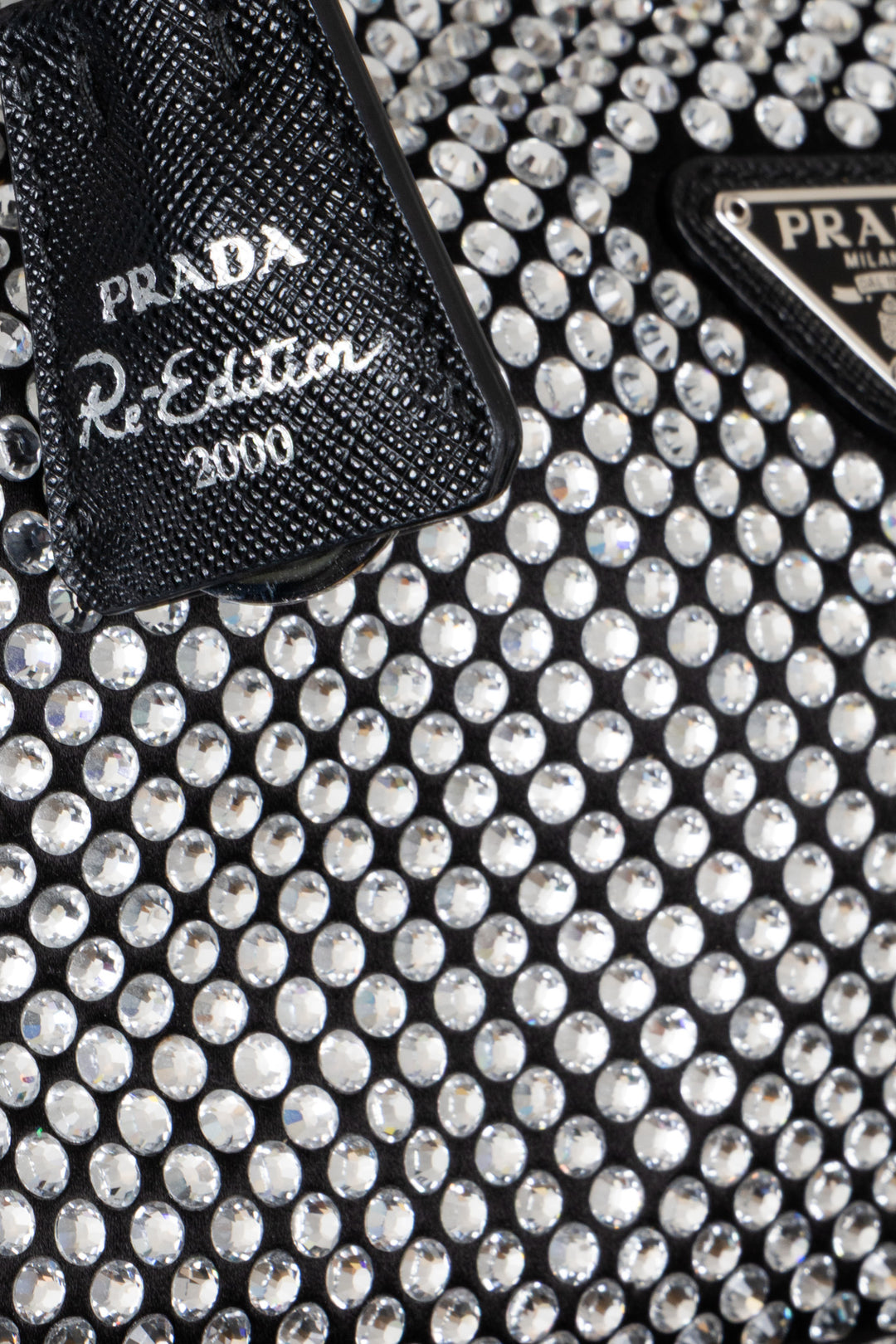 PRADA Small Re-Edition 2000 Shoulder Bag Crystals Black