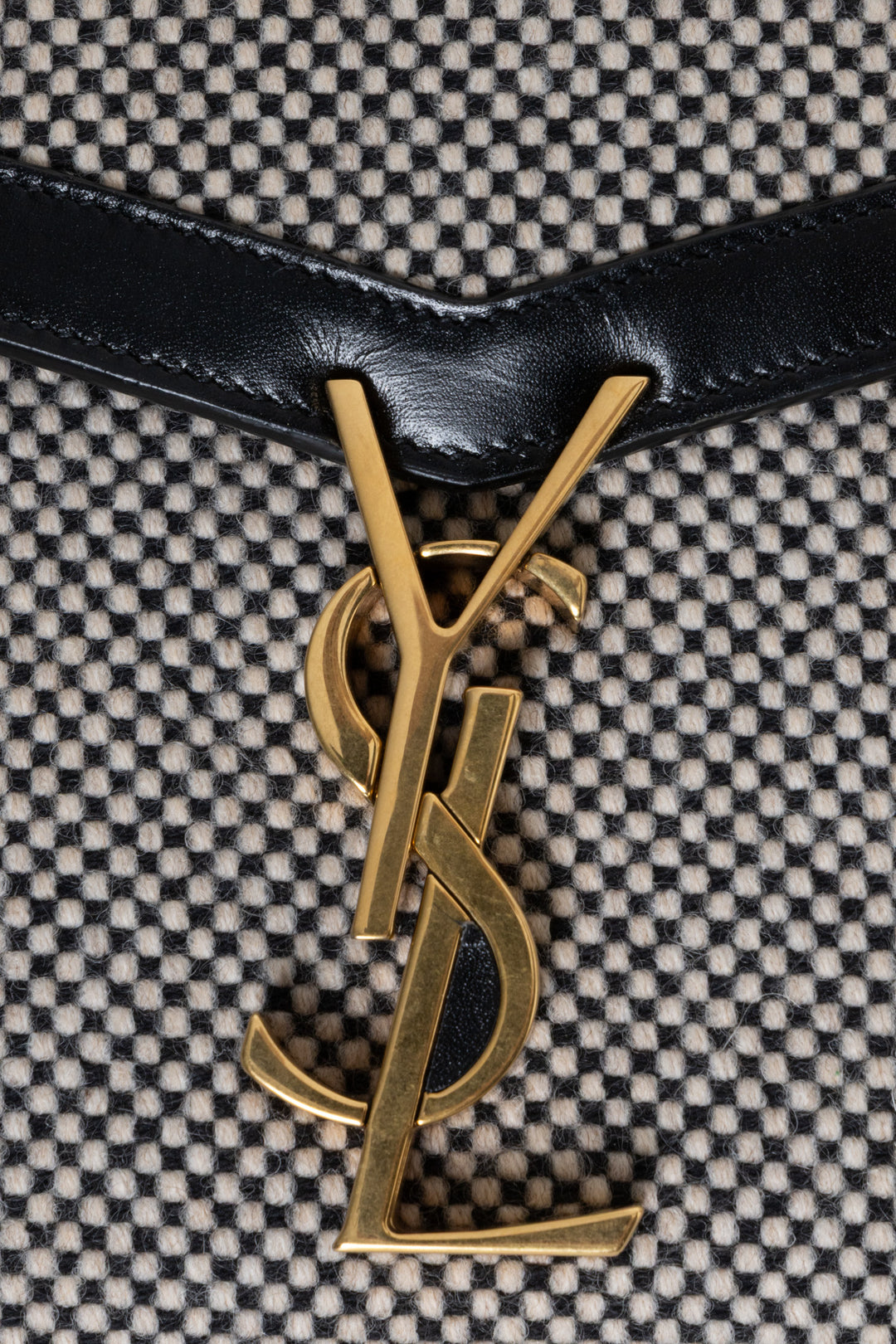SAINT LAURENT Checkered Cassandra WOC Tweed Black