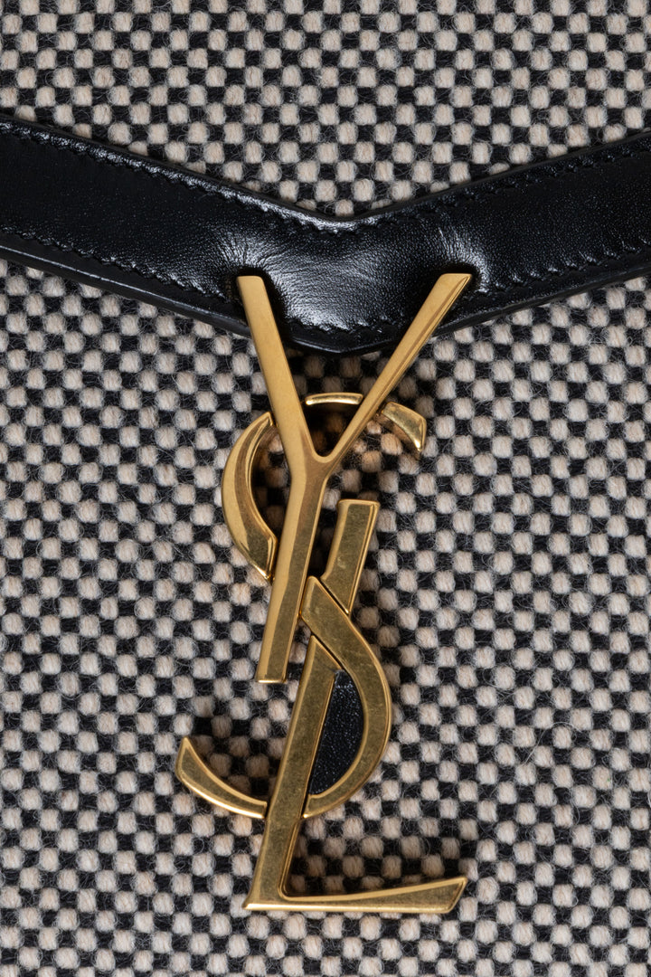 SAINT LAURENT Checkered Cassandra WOC Tweed Black
